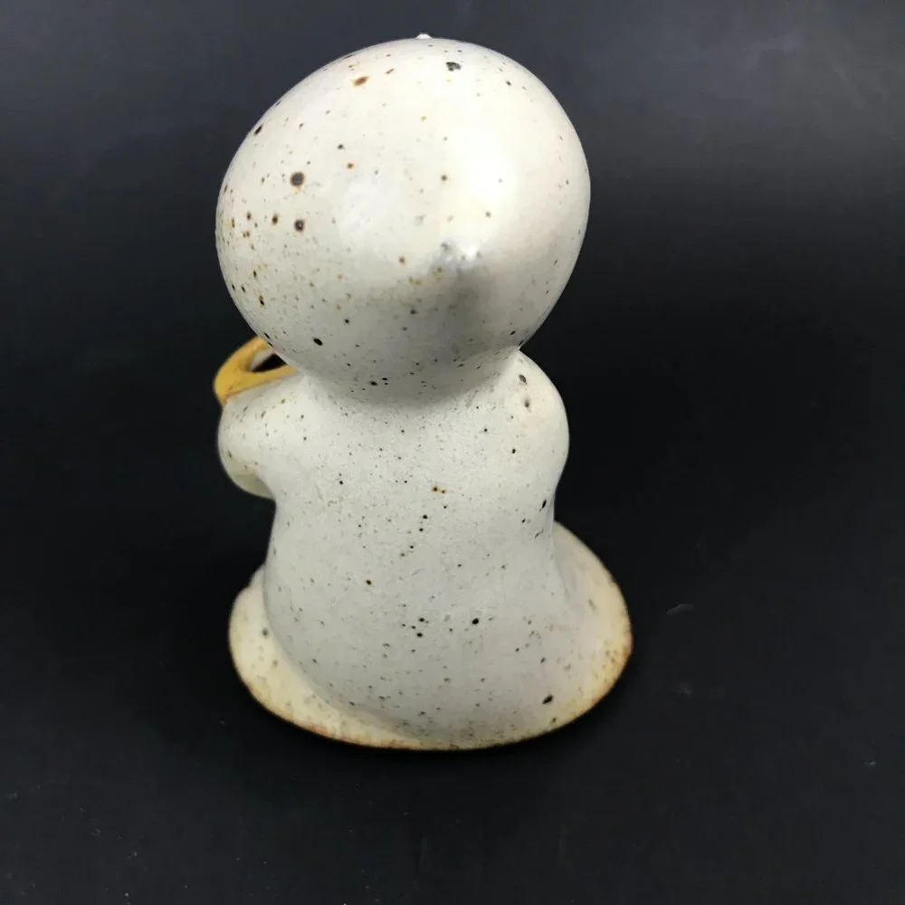 Vintage UCTI Stoneware Art Pottery, girl holding flower pot